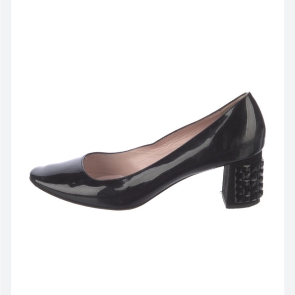 Style EGDE! Kate Spade NY- DANIKA- Black/Patent Crystal-stud block heels 9.5M - Picture 4 of 11